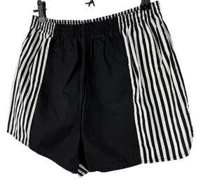VTG Gitano Sunkiss Black White Beach Wear Shorts Cotton Striped Size L Large